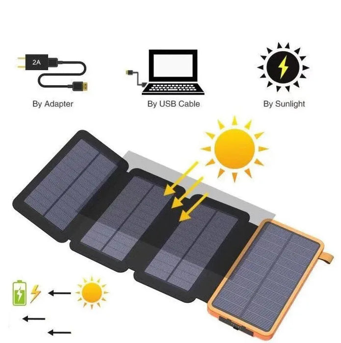 Cross-border Foldable Solar Power Bank Large Capacity Waterproof Outdoor Lighting Mobile Power Supply20000Ma