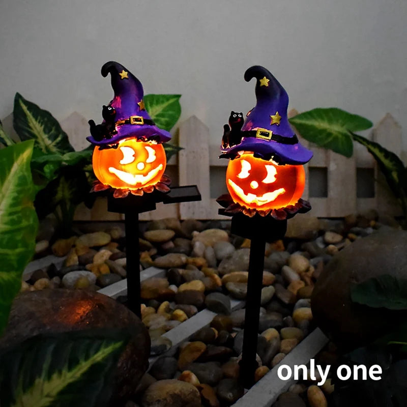 Solar Pumpkin Lantern Halloween Outdoor Light Atmosphere Light Waterproof Resin Light Suitable For Courtyard Garden