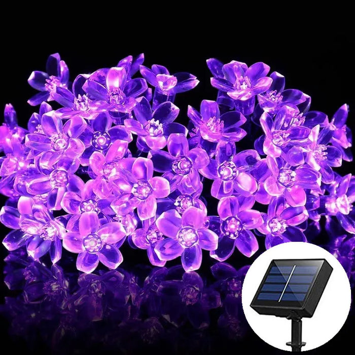 Solar Fairy String Light Sakura Garlands 5/7/12/22M Peach Flower CherryLED Lamp For Wedding Party Garden Christmas Outdoor Decor