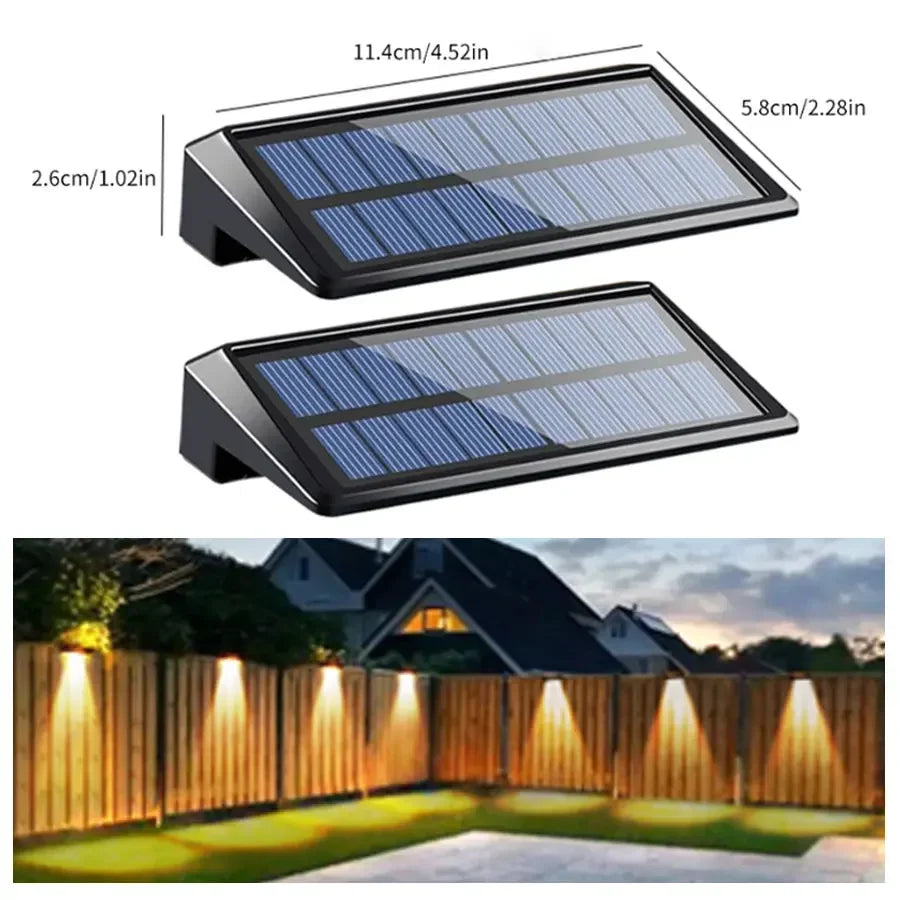 LED Solar Lights Outdoor Wall Lights 2pcs Wall lamp  Waterproof Solar Deck Light Garden Decor Solar Lamp Fence Post Yard Pathway