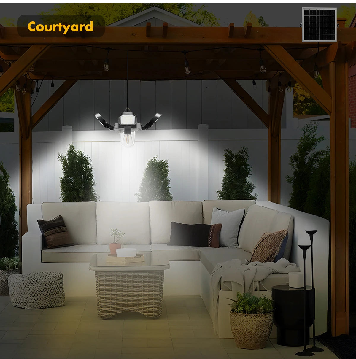 192led Solar Powered Barn Light Solar Shed Light for Indoor and Outdoor 1000LM Dual Motion Sensor Solar Pendant Light For Gazebo
