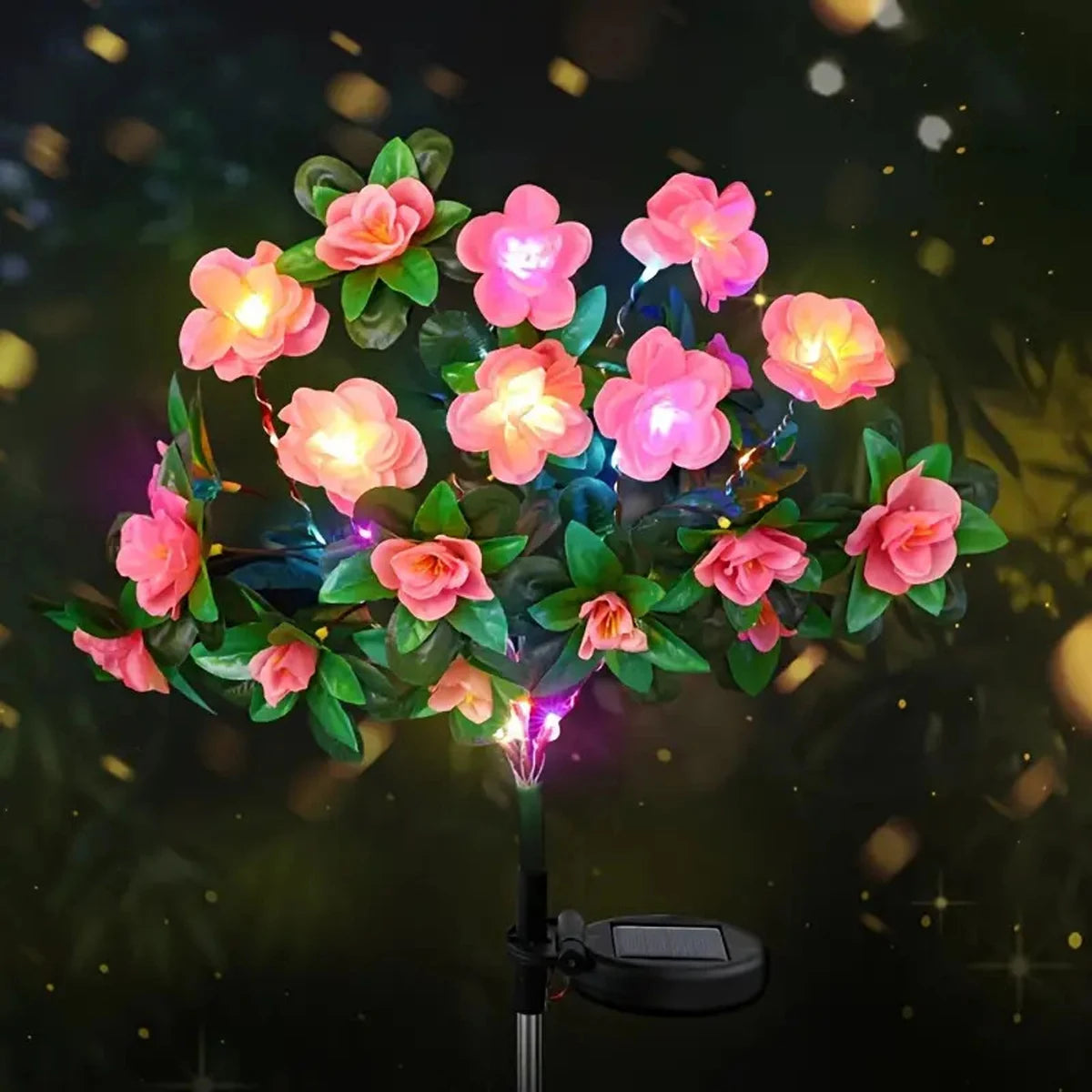 LED Solar Light Waterproof Azalea Solar Flowers Lamp Outdoor Decorative for Garden Yard Lawn Path Lighting Holiday Wedding Decor