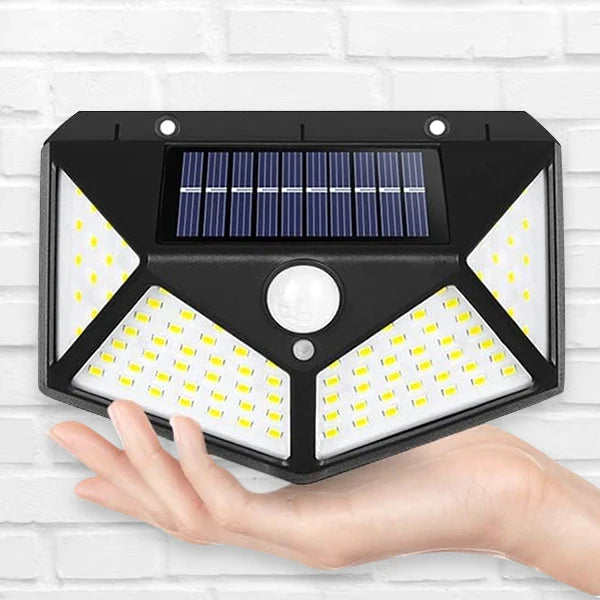 Solar Security Lamp Outdoor Garden Decor Waterproof Solar Powered 100 LED PIR Motion Sensor Spotlight for Yard & Pathway, Fence.