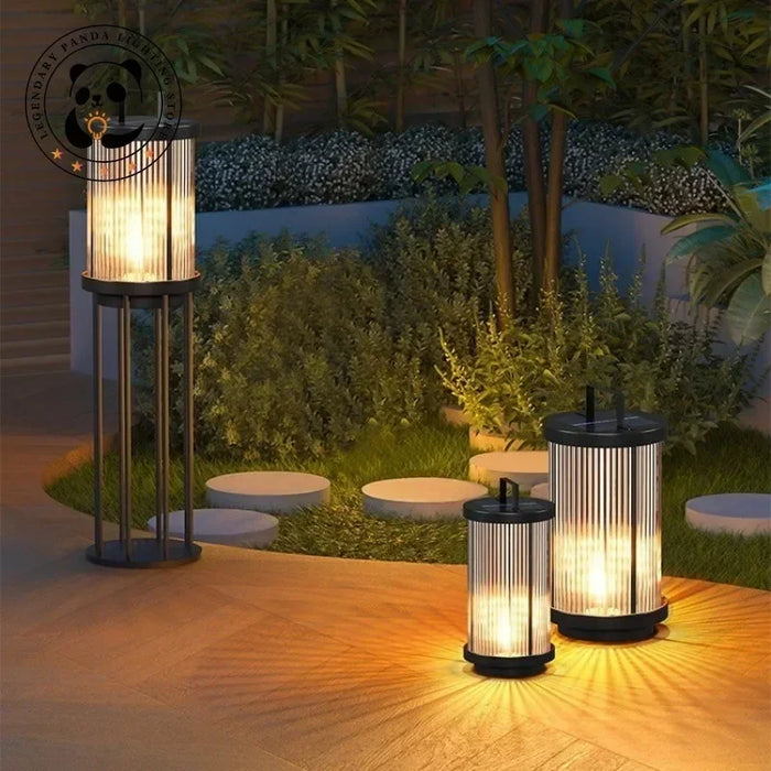 Modern Designer Solar Lamps Outdoor Waterproof Garden Glass Lanterns Street Villa Courtyard Lawn Balcony Decoration Floor Lights