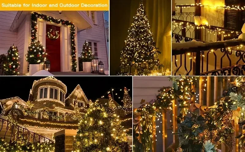LED Solar Light String 8 Functions Outdoor Waterproof Lawn Starry Sky Christmas Garden Courtyard Decoration Atmosphere Lights