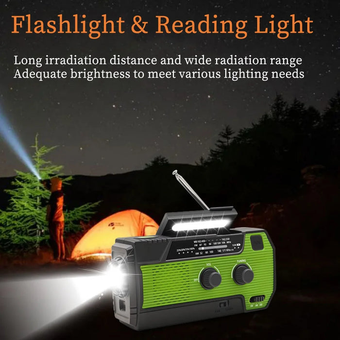 Hand Crank Solar Emergency Radio – Portable FM/AM/NOAA Weather Radio with Power Bank, Flashlight & Phone Charger