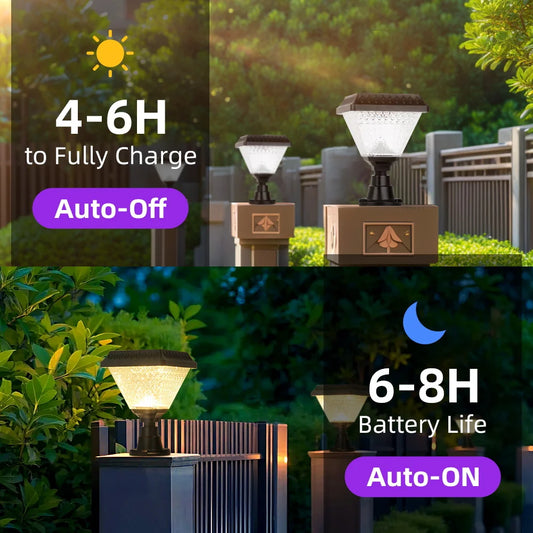 Outdoor Solar Pillar Lamp Garden Decor Sunlight Wall Lamp Street Landscape Lighting Pathway Gate Remote Control LED Solar Lights