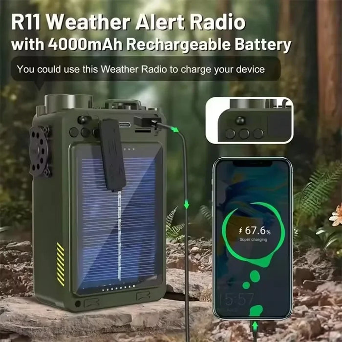 Hand-operated Emergency Solar Bluetooth Outdoor Camping Alarm Radio Multi-band Earthquake Prevention Solar Radio With Flashlight