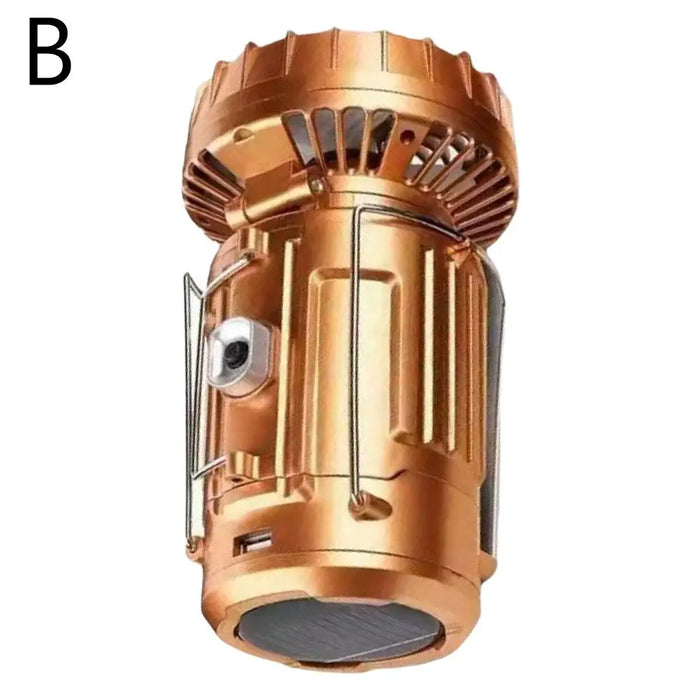 Solar Portable Camping Lantern with Electric Fan 1500mAh LED Solar Power Rechargeable Hanging Tent Lamp for Outdoor Emergency