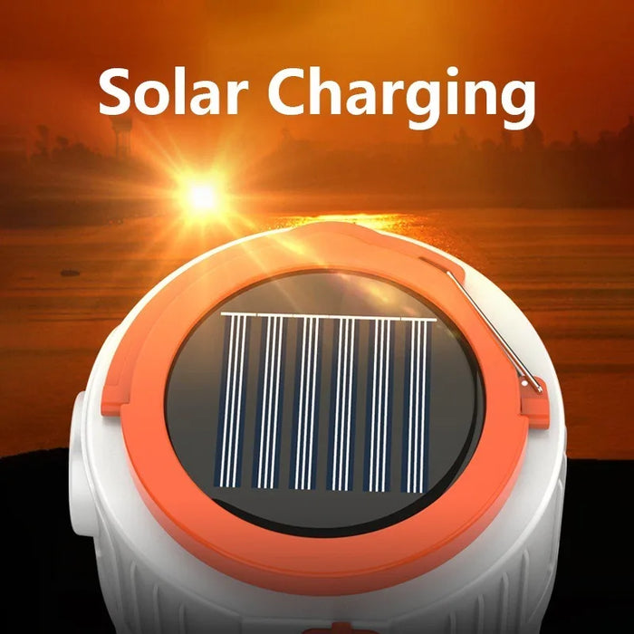 Solar Light Bulb Camping light LED Solar USB Rechargeable 5Lighting Modes Flashlight Tent Hanging Bulb for Outdoor Emergency ﻿