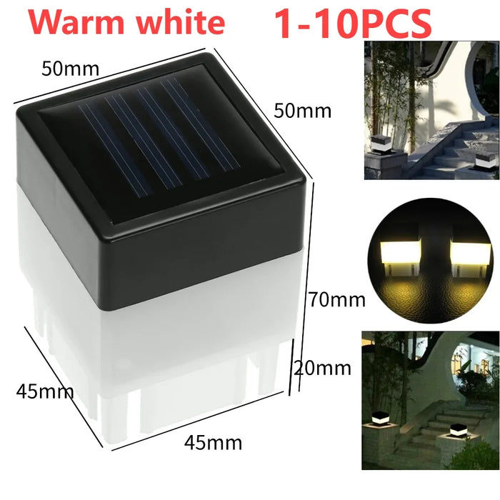 Solar LED Fence Lamp Pillar Light Solar Powered Insulating Sheet Insert Switch Waterproof Residential Corridor Fence Yard Lamp