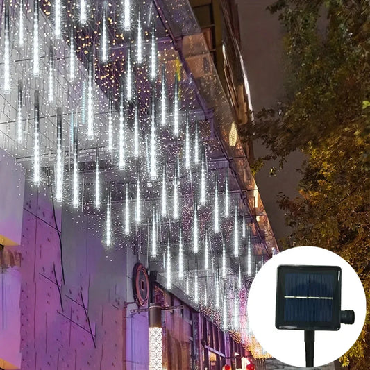 Outdoor Christmas Decoration 30/50cm Solar Meteor Shower Rain Holiday Light Led Light String for Tree Garden 8 Tube Fairy Light