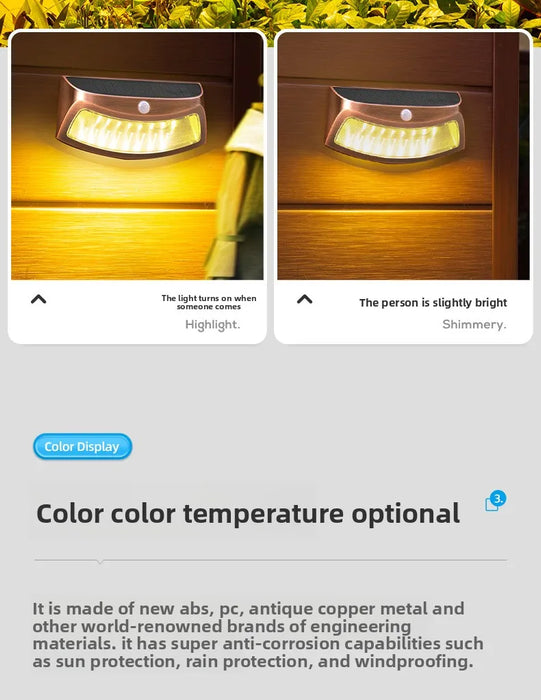 Solar wall lamp for household outdoor waterproof garden decoration fence LED human body sensing outdoor courtyard lamp