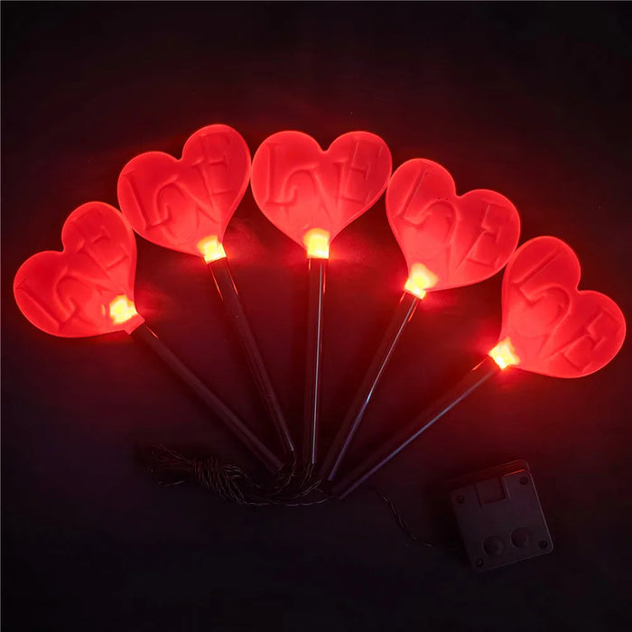 5pcs/lot Love Solar Outdoor Lights Valentine's Day Decor LED Lights Garden Decorations Pathway Lights Ground Plug Light 1006