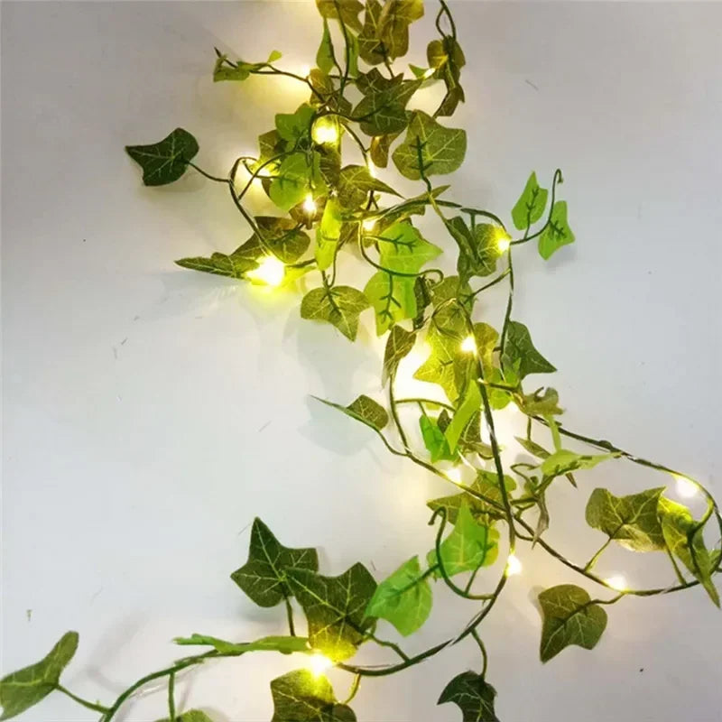 Floral Green Leaf String Lights Artificial Vine Fairy Lights Solar Lights Garland Lights for Home Decoration