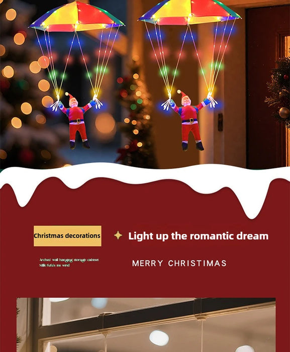 Parachute Santa Claus Christmas Yard Eaves Hanging Decorative Lights Leather String Lights Christmas Skydiving Light String