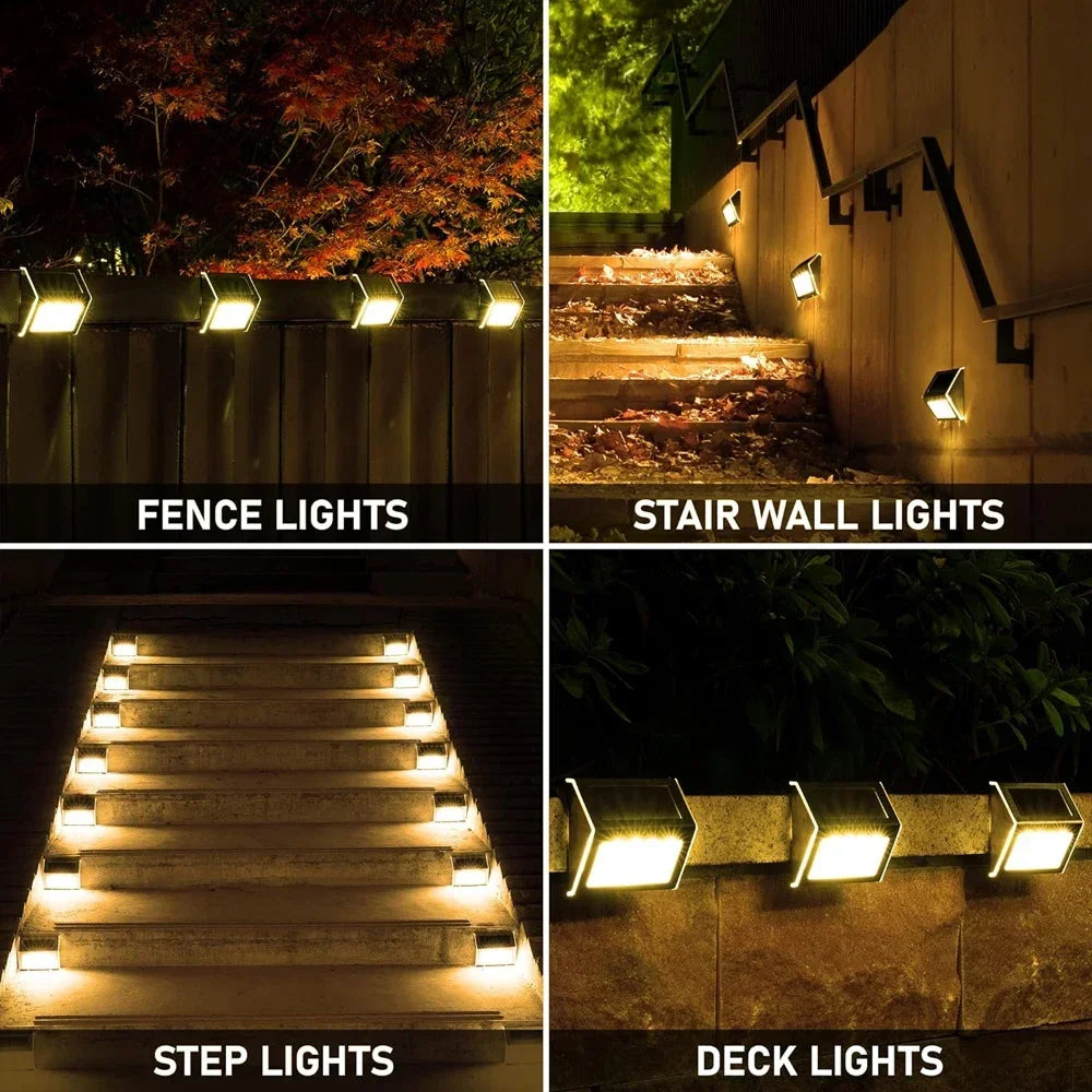 Solar Step Lights, Pack Waterproof Solar Deck Fence Stainless Steel Outdoor Light for Garden, Yard, Deck Decor Lighting