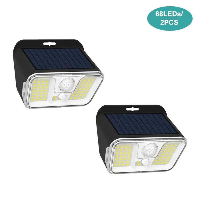 Solar Lights Outdoor Garden 68 LED Super Bright Solar Security Wall Lights Small Fence Light Motion Sensor Waterproof Door Yard