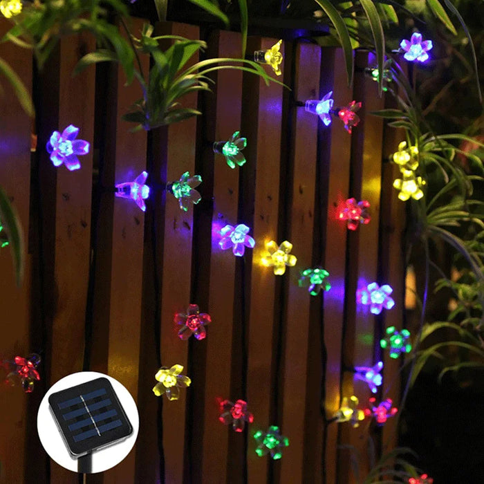 5M Purple Solar Flower String Lights Fairy LED Lights String Decorative Outdoor Lighting For Home Garden Holiday Decor