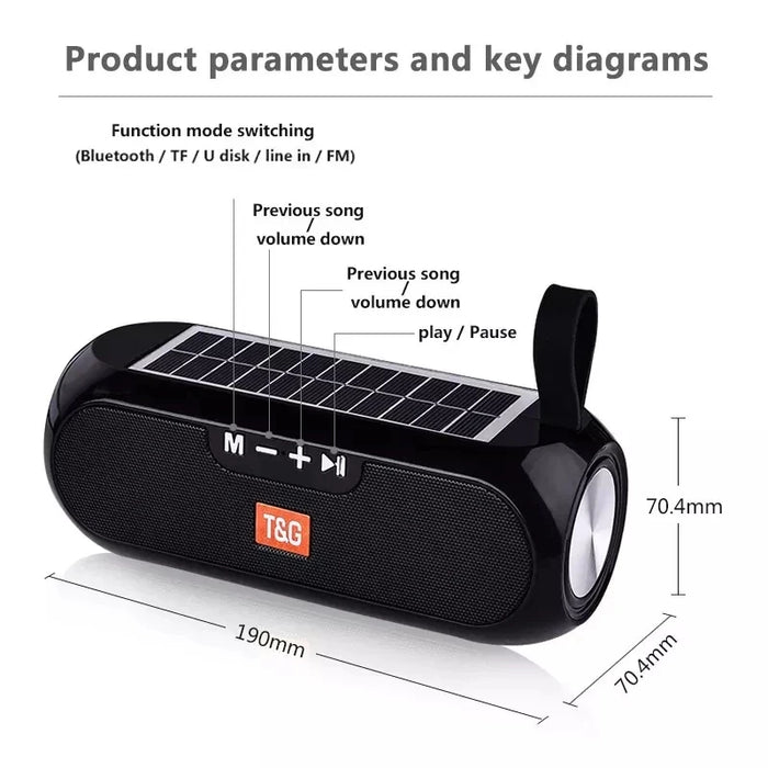 Solar Radio FM Radios MP3 Outdoor Portable Wireless Bluetooth V4.2 Speaker Music Sound Box Subwoofer Bass Aux Hifi Stereo Mp3
