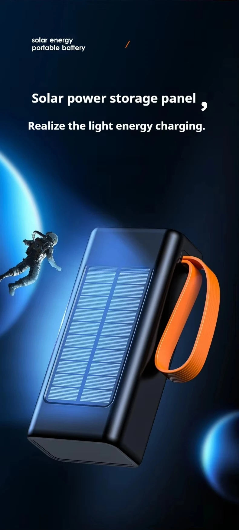 90000mAh Large Capacity Portable Power Bank with Solar or Camping Light Function Fast Charging External Backup Battery