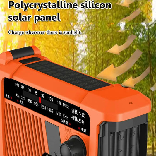 With Flashlight Solar Power Emergency Radio SOS Alarm Reading Light Hand Crank Radio Multifunctional Power Bank AM/FM Radio
