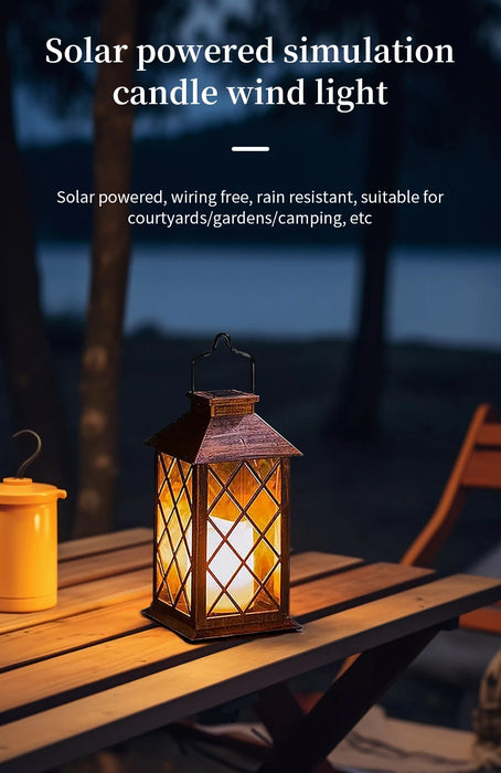 New Solar Palace Lantern Outdoor Solar Lights Lawn Landscape Hanging Atmosphere Candle Lamp Waterproof Floor Yard Garden Decor