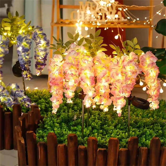 Solar Garden Lights Outdoor 4 Branches Flower Lights for Outside 2 Modes Waterproof Garden Decor for Yard Patio Pathway Backyard