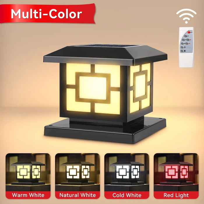 Outdoor Solar Pillar Lamp Garden Decor Sunlight Wall Lamp Street Landscape Lighting Pathway Gate Remote Control LED Solar Lights