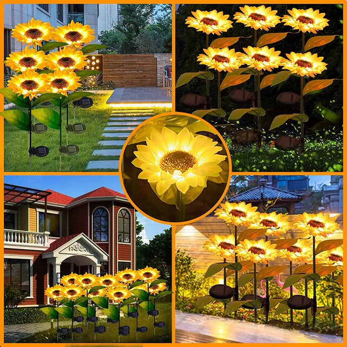 LED Solar Sunflowers Rose Flower Light Home Decorative Flower Lights Garden Decoration Lawn Lamp Waterproof Landscape Rose Light