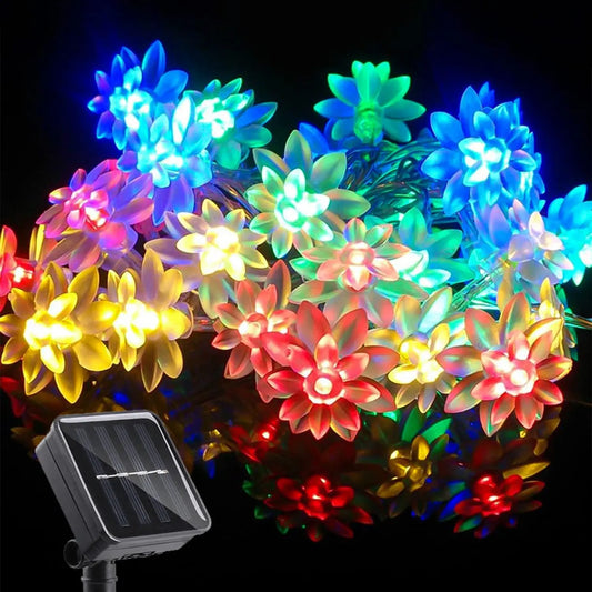 Solar flower String Lights Outdoor Waterproof,  8 Modes Lotus flower sharp Outdoor Solar Powered String Lights for Patio