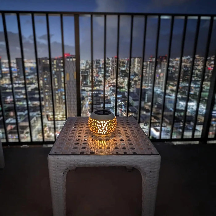 Solar Table Lanterns Outdoor Waterproof - LED Lamp White Metal Table Lights -Solar Powered Decorative Lantern for Desk Patio