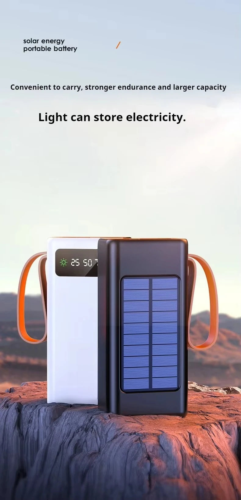 90000mAh Large Capacity Portable Power Bank with Solar or Camping Light Function Fast Charging External Backup Battery