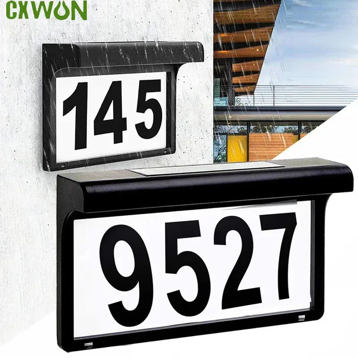 Solar House Number Lights Outdoor Waterproof LED Address Sign Lamp Wireless Sunpower Garden Door Decorative Plaque Wall Light