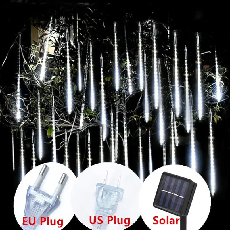 Solar LED String Lights 30CM Meteor Shower Fairy Garland Outdoor Garden Street Lamp Christmas Tree Decorations