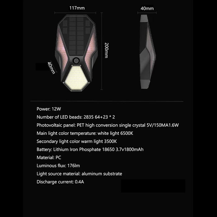Solar LED Lights Outdoor Lighting IP65 Waterproof Sports Sensor Wall Lamp Remote Control For Garages Courtyards Yards Front Door