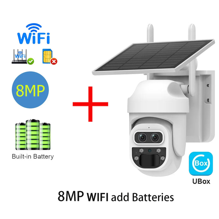 Solar Camera Security Cameras Wireless WIFI / 4G Solar Outdoor Camera 8MP 4K 12X Zoom SIM Human Detection Security Kamera