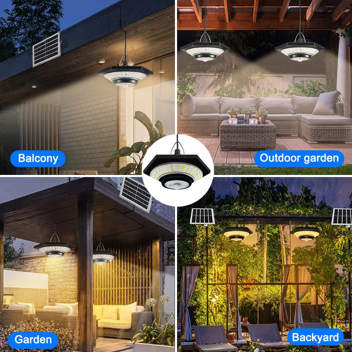 Solar Pendant Lights Outdoor Solar Shed Light Motion Sensor 288 LEDs Dimmable Indoor Barn Lamp Waterproof Gazebo Yard Garage Pat