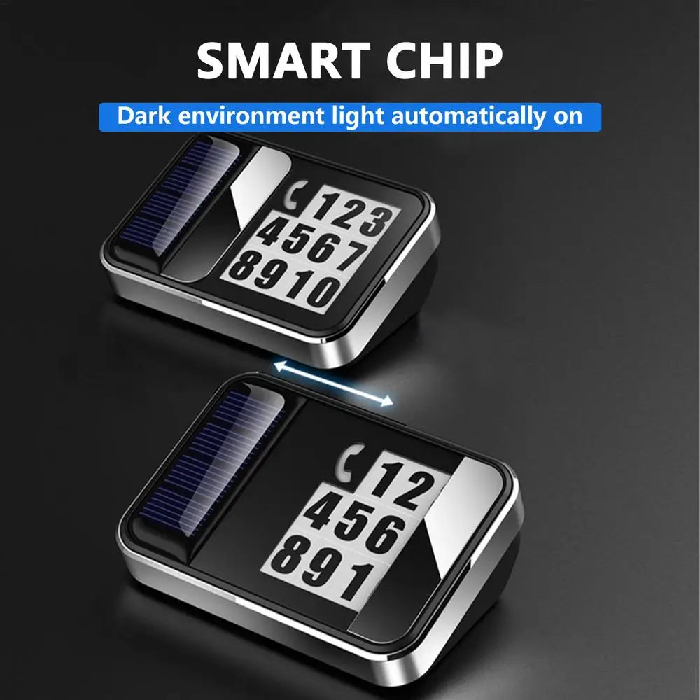 Car Solar Charging Parking Number Plate Luminous LED Digital Temporary Parking Card Auto Stop Phone Number Card For Car Supplies