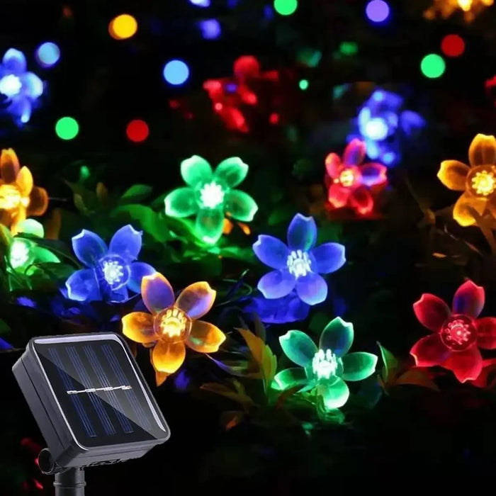 Solar Flower String Lights Outdoor Waterproof LED Fairy Lamp Decoration for Garden Fence Yard Christmas Home Party Decor