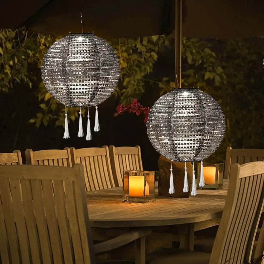 25cm LED Solar Lantern Lamp Solar Hanging Projection Lantern Waterproof Hanging Light Party Decor Outdoor Garden Decoration