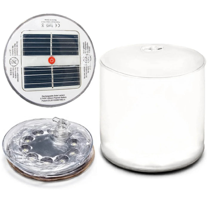Solar Outdoor Camping Lights Lantern 10 LEDs Rechargeable via Solar, Inflatable Lamp Equipment Waterproof Frosted Lampshade