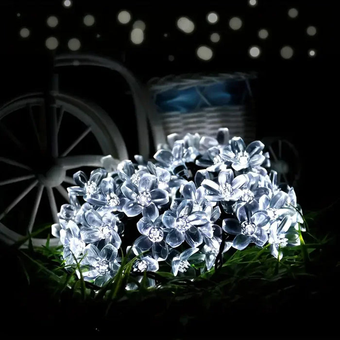2025 Solar Flower String Lights 200LEDS Waterproof Solar Powered Fairy Lights 8 Modes Decorative Lights for Patio Fence Wedding