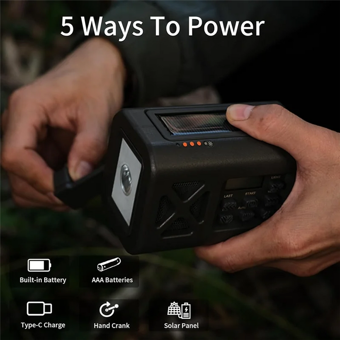FULL-All-In-One Solar Powered Crank Radio With NOAA Alert, AM/FM, SOS Alarm, Flashlight, And Reading Light