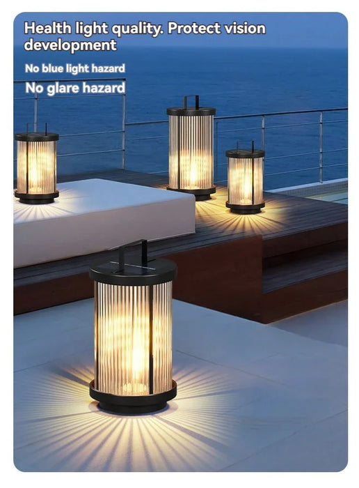 Modern Designer Solar Lamps Outdoor Waterproof Garden Glass Lanterns Street Villa Courtyard Lawn Balcony Decoration Floor Lights