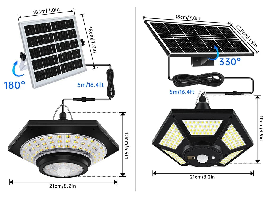 Solar Sensor Lights Dimmable for Barn Gazebo Yard with Waterproof Pendant Lights Indoor Outdoor Use Solar Garden Light