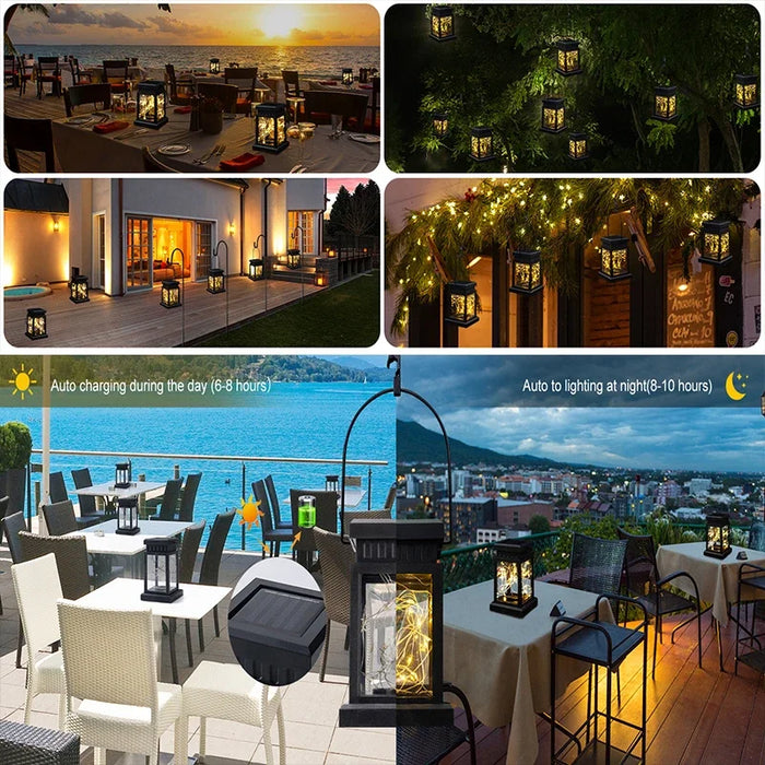 Solar Lantern Outdoor Garden Hanging Lanterns Waterproof LED Mission Lights For Table Party Decorative Patio Yard Lawn