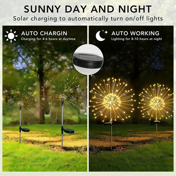 Christmas Solar Dandelion Fireworks Light Outdoor Waterproof Courtyard Garden Atmosphere Decoration Ground Insertion Lawn Light