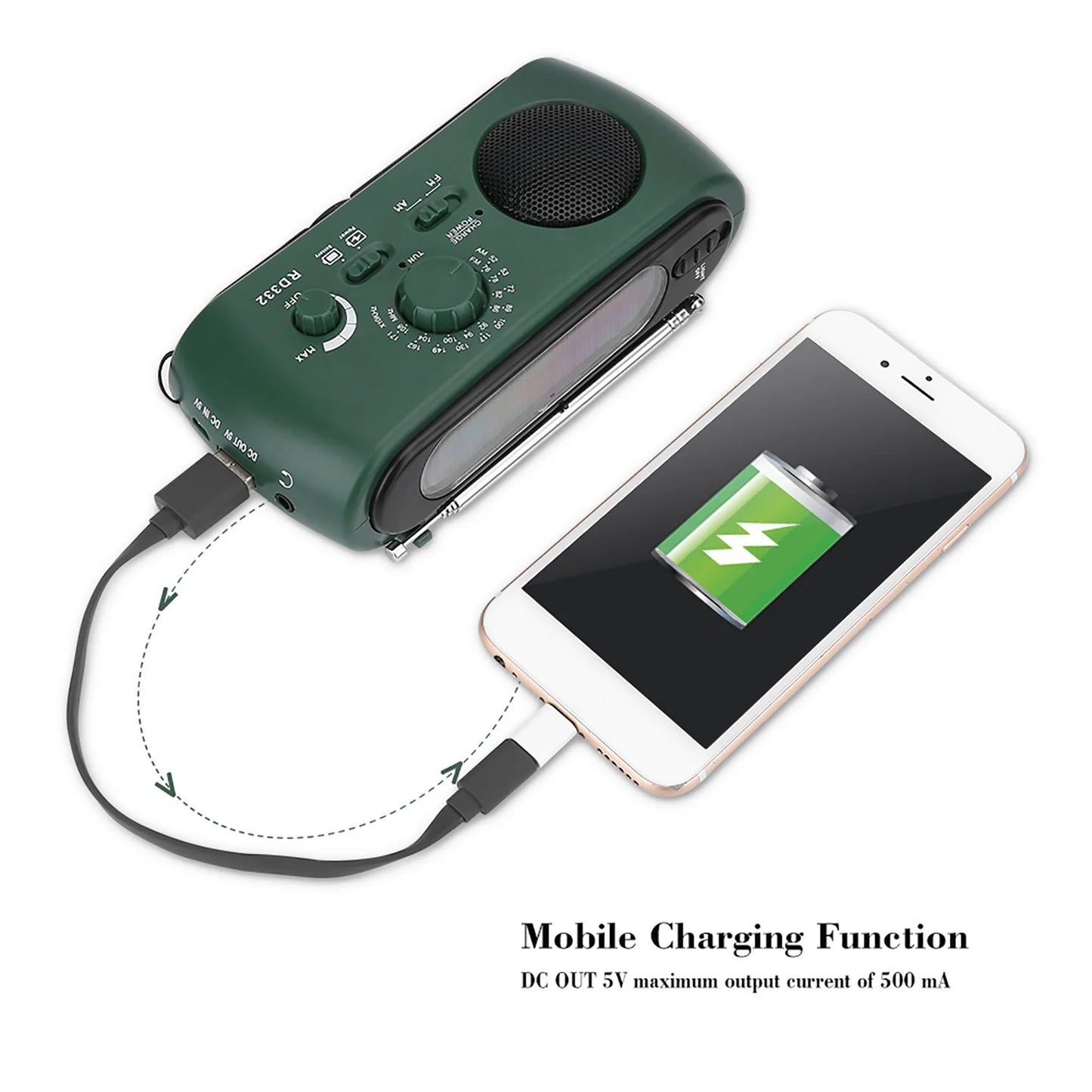 Solar Hand Crank AM/FM Radio with LED Flashlight Emergency Phone  Solar Radio with Flashlight Hand Crank Solar Flashlight