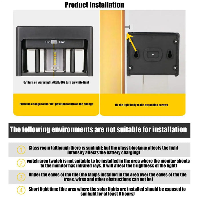 Solar Wall Lights Outdoor Motion Sensor Fence Lights For Outside Waterproof High Bright Modern Up & Down Dusk To Dawn Deck Light